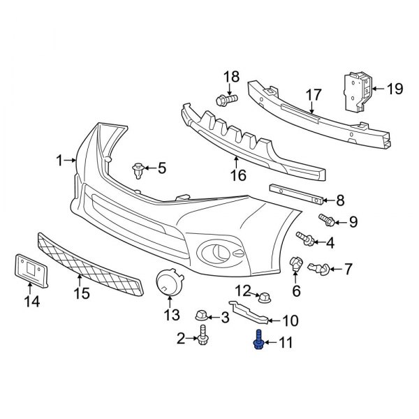 Bumper Cover Support Rail Bolt