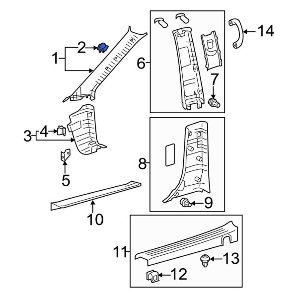 Body A-Pillar Trim Panel Clip