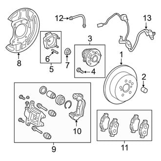 Toyota OE - Rear Suspension - Brake Components (Base / LE / Limited / SE / XLE FWD)
