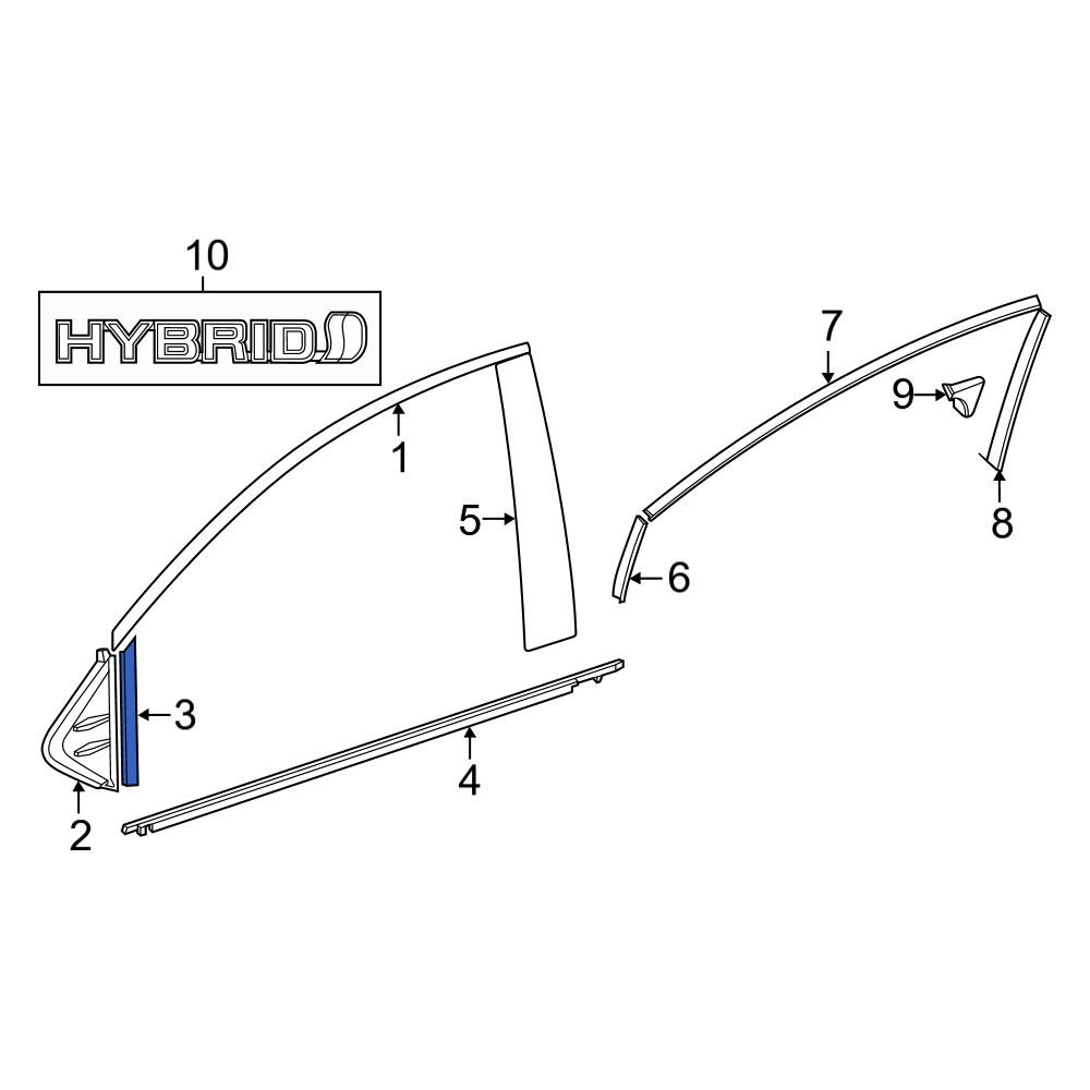 Toyota OE 7575208010 - Front Left Door Window Division Bar