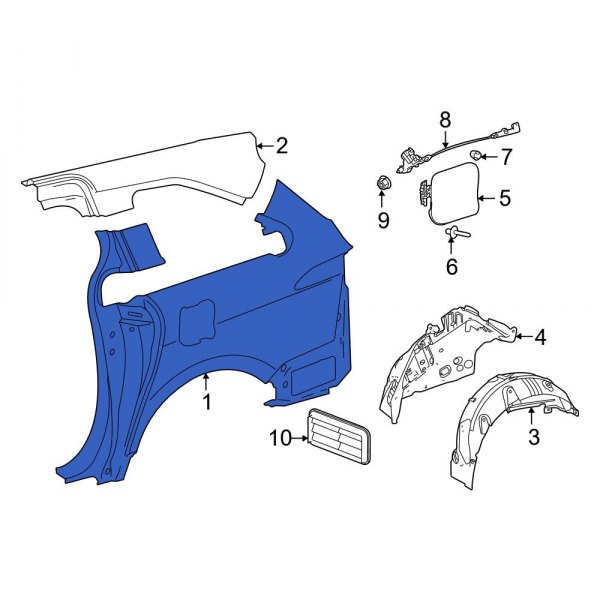 Toyota OE 6101708010 Rear Right Quarter Panel