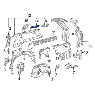 Toyota OE - Rear Left Upper Center Roof Panel Reinforcement