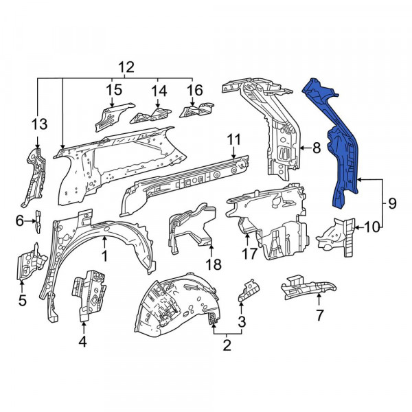 Toyota OE 6106408020 - Rear Left Quarter Panel Gutter