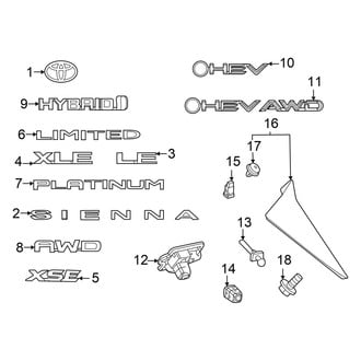 Toyota OE - Lift Gate - Exterior Trim