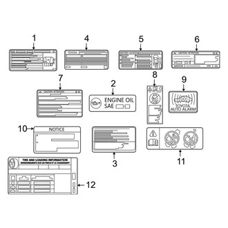Toyota OE - Information Labels - Labels (Under Hood & Body)