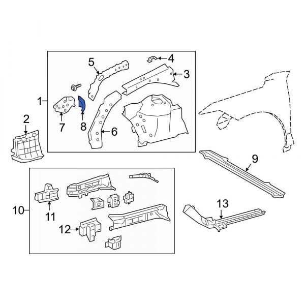 Toyota Oe Front Right Fender Gusset
