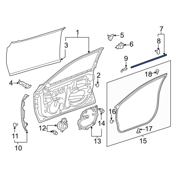 Toyota OE 6786307020 Front Door Belt Molding