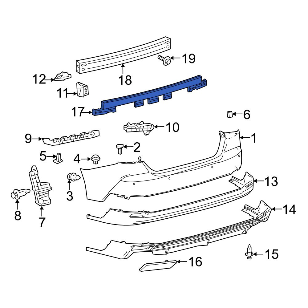 Toyota OE 52615AQ010 - Rear Bumper Impact Absorber