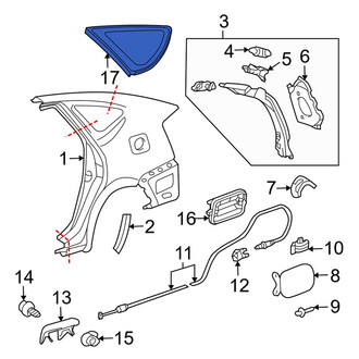 Toyota OE - Rear Left Quarter Glass