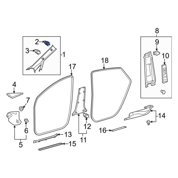 Body A-Pillar Trim Panel Clip