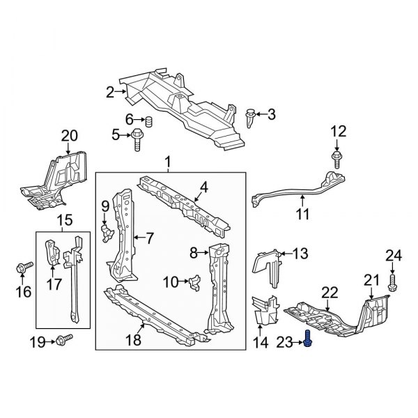 Radiator Support Splash Shield Screw