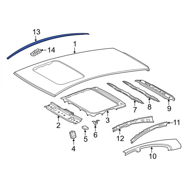 Toyota OE 7555252190 - Left Roof Molding