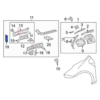 Toyota OE - Front Left Fender Rail Reinforcement Brace