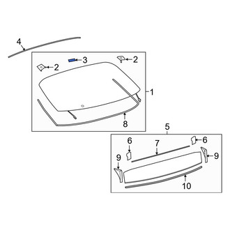 Toyota OE - Rear Upper Center Back Glass Spacer