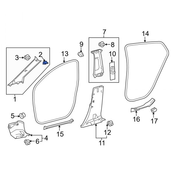 Body A-Pillar Trim Panel Clip