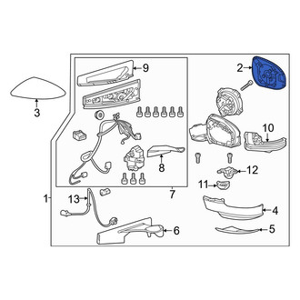 Toyota OE - Front Left Door Mirror Glass