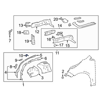 Toyota OE - Rear Right Fender Rail Bracket