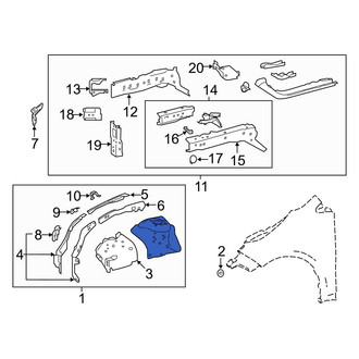 Toyota OE - Front Left Fender Apron Assembly
