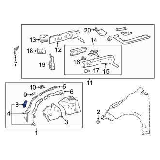 Toyota OE - Front Right Fender Apron Extension