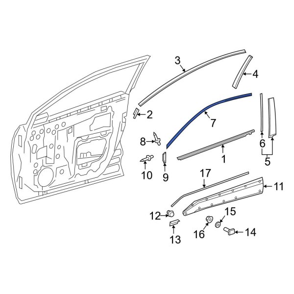 Toyota OE 75753F4010 - Front Right Upper Door Reveal Molding