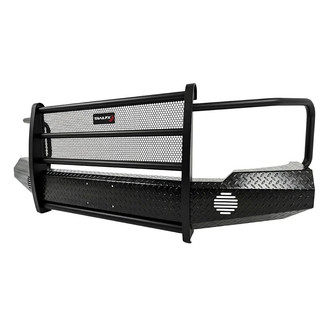 TrailFX® - Treadplate Full Width Black Powder Coated Front HD Bumper with Mesh Brush Guard