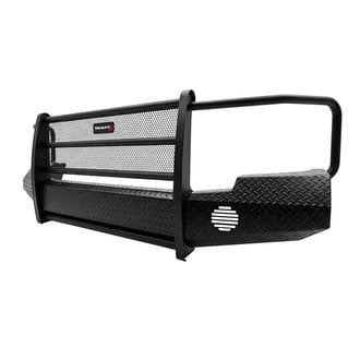 TrailFX® - Treadplate Full Width Black Powder Coated Front HD Bumper with Mesh Brush Guard