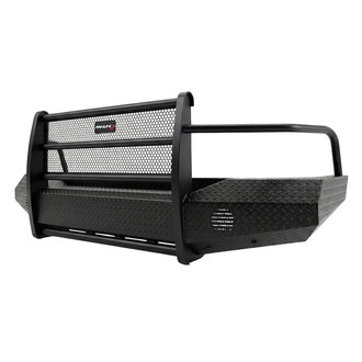 TrailFX® - Treadplate Full Width Black Powder Coated Front HD Bumper with Mesh Brush Guard