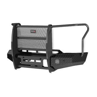 TrailFX® - Treadplate Full Width Black Powder Coated Front HD Bumper with Mesh Brush Guard