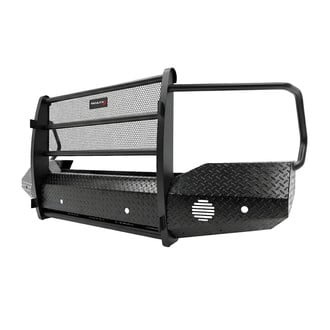 TrailFX® - Treadplate Full Width Black Powder Coated Front HD Bumper with Mesh Brush Guard