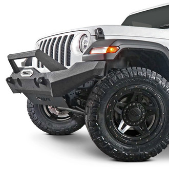TrailFX® - Full Width Black Front Winch HD Bumper with Angular Hoop