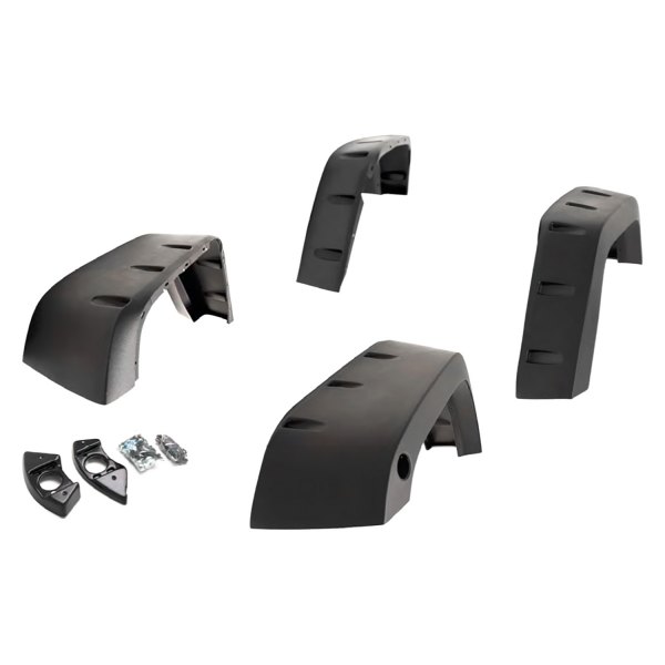 TrailFX® - Flat Style Textured Black Front and Rear Fender Flares with LED Lights