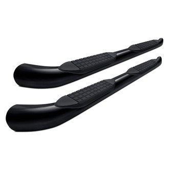 TrailFX® - 6" Cab Length Black Oval Bent End Side Steps
