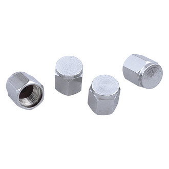 Trans-Dapt® - Chrome Hex Flat Wheel Valve Stem Caps