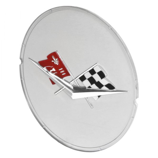 Trim Parts® - Silver Wheel Spinner Emblem With Cross Flags Logo
