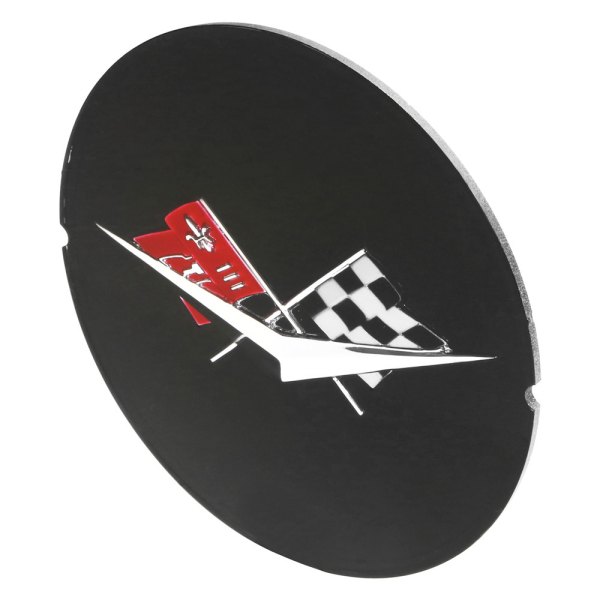 Trim Parts® - Black Wheel Spinner Emblem With Cross Flags Logo