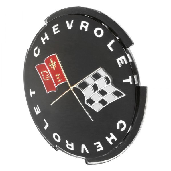 Trim Parts® - Black Wheel Cover Emblem With Cross Flags Logo