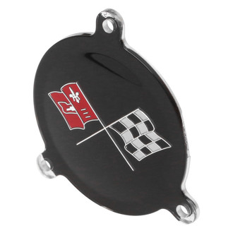 Trim Parts® - Silver Wheel Spinner Emblem With Cross Flags Logo