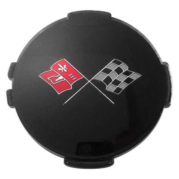 Trim Parts® - Black Wheel Cover Emblem With Cross Flags Logo and Without Chrome Bezel