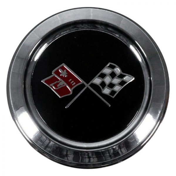 Trim Parts® - Silver Wheel Center Cap With Black Center and Cross Flags Logo