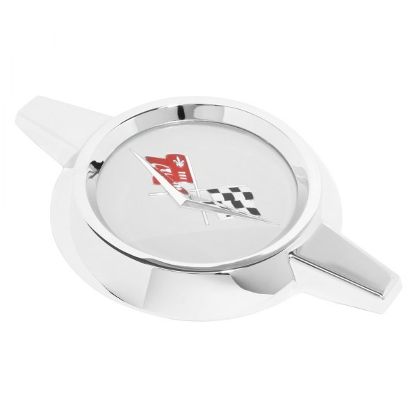 Trim Parts® - Silver Wheel Spinners With Silver Center and Cross Flags Logo