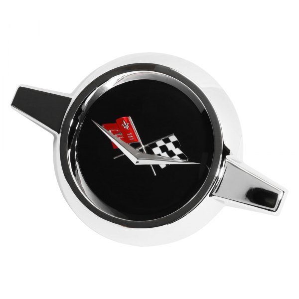 Trim Parts® - Silver Wheel Spinners With Black Center and Cross Flags Logo