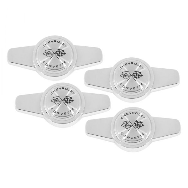 Trim Parts® - Silver Wheel Spinners With Cross Flags Logo