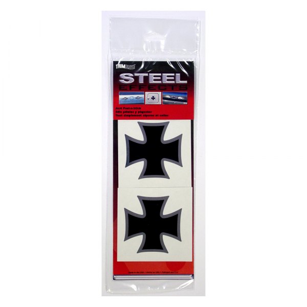 Trimbrite® - Steel Effects™ 4" x 11.25" Chrome/Black Iron Cross Vinyl Decal Set