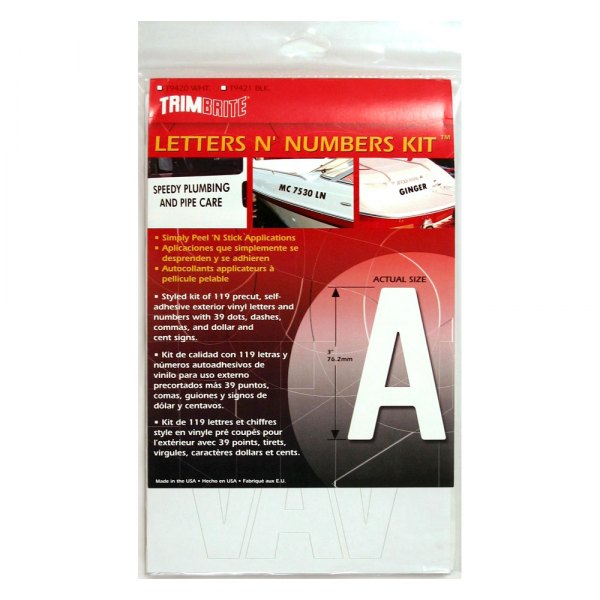 Trimbrite® - White Letters and Numbers Decals Set