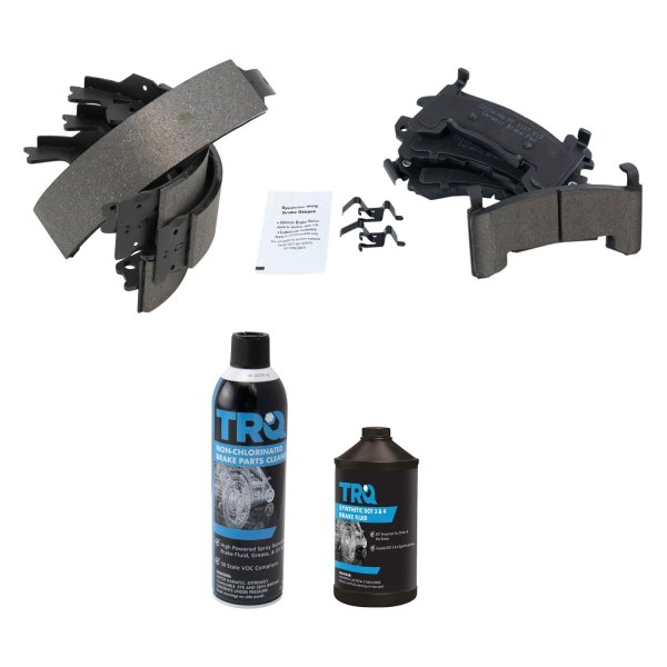 TRQ® - Ceramic Front Disc Brake Pads and Rear Shoes Kit