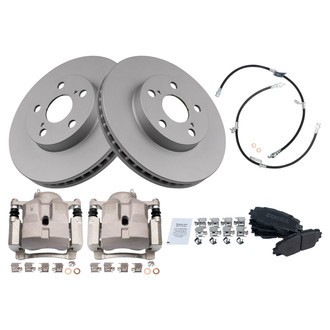 TRQ® - Front Disc Brake Kit with Semi-Metallic Pads, Calipers and Hoses