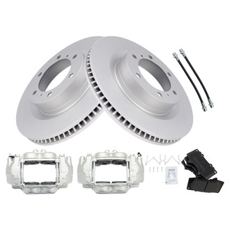 TRQ® - Front Disc Brake Kit with Semi-Metallic Pads, Calipers and Hoses