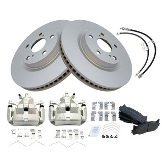 TRQ® - Front Disc Brake Kit with Semi-Metallic Pads, Calipers and Hoses