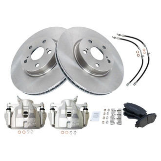 TRQ® - Front Disc Brake Kit with Semi-Metallic Pads, Calipers and Hoses