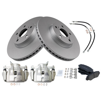 TRQ® - Front Disc Brake Kit with Semi-Metallic Pads, Calipers and Hoses